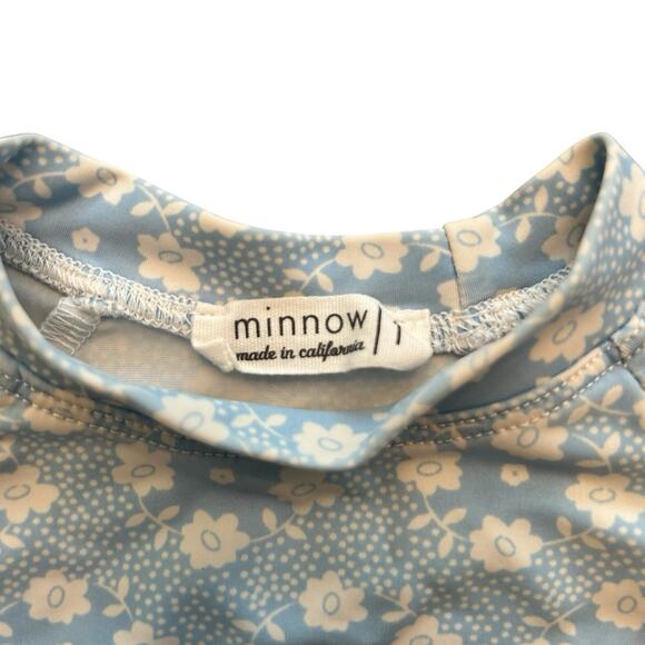 Minnow Swim Shirt Size 1 Blue Floral Girls Longsleeve Rash Guard Sun Block (4) - Picture 2 of 8